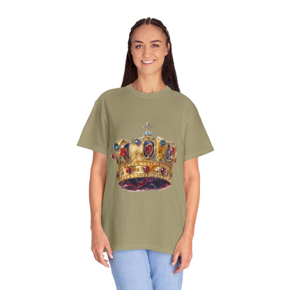 Unisex Garment-Dyed T-shirt - British Royal Crown Design - Iconic Symbol of Monarchy