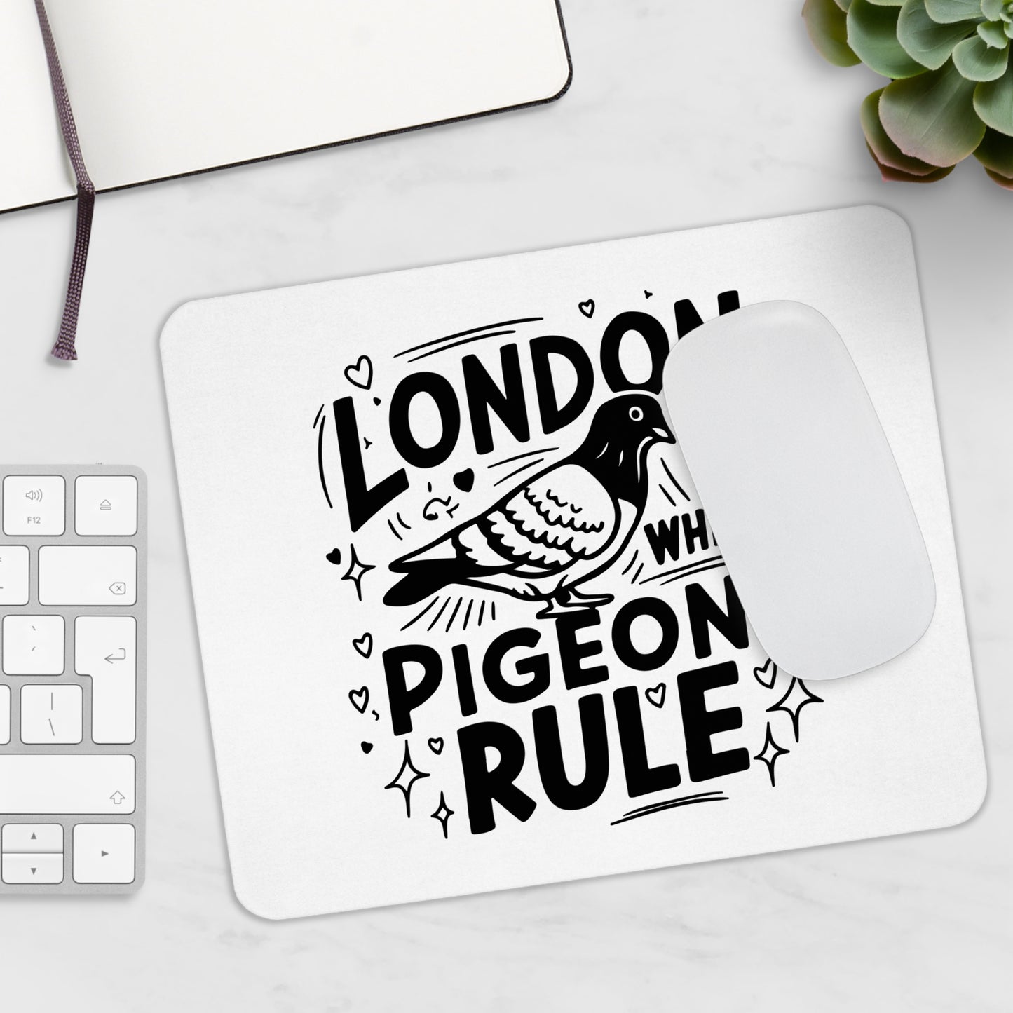 London Pigeon Mouse Pad - Cute Office Decor, Gifts for Bird Lovers, Animal Lovers, Quirky Desk Accessories, UK Travel Souvenirs
