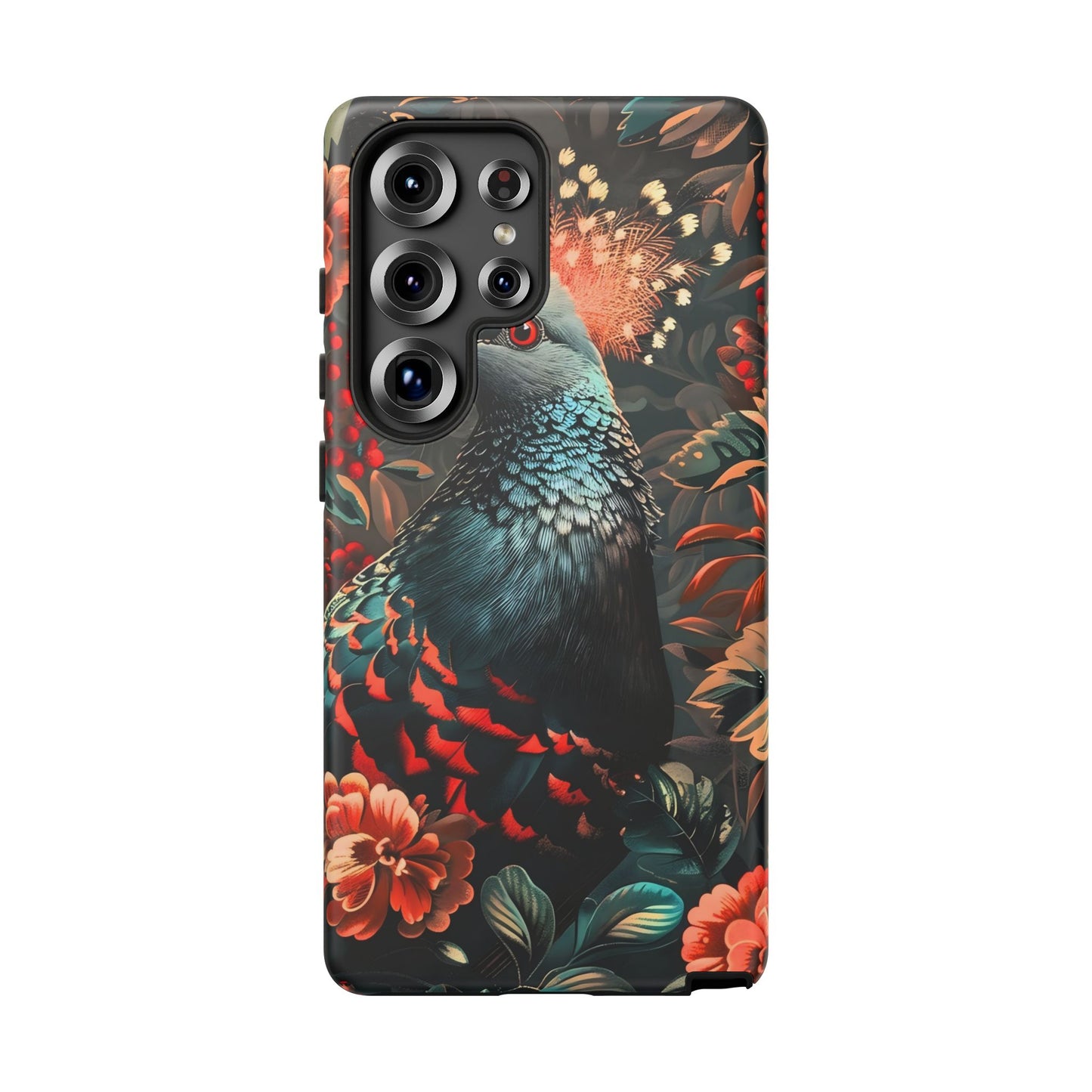 Floral Peacock Phone Case, Tough Cases, Artistic Phone Cover, Unique Gift, Nature Lover Accessory, Protective Case