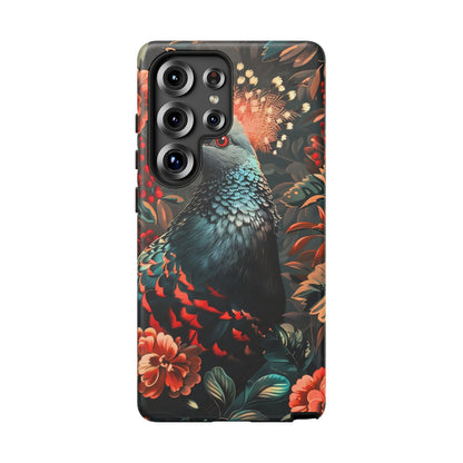 Floral Peacock Phone Case, Tough Cases, Artistic Phone Cover, Unique Gift, Nature Lover Accessory, Protective Case