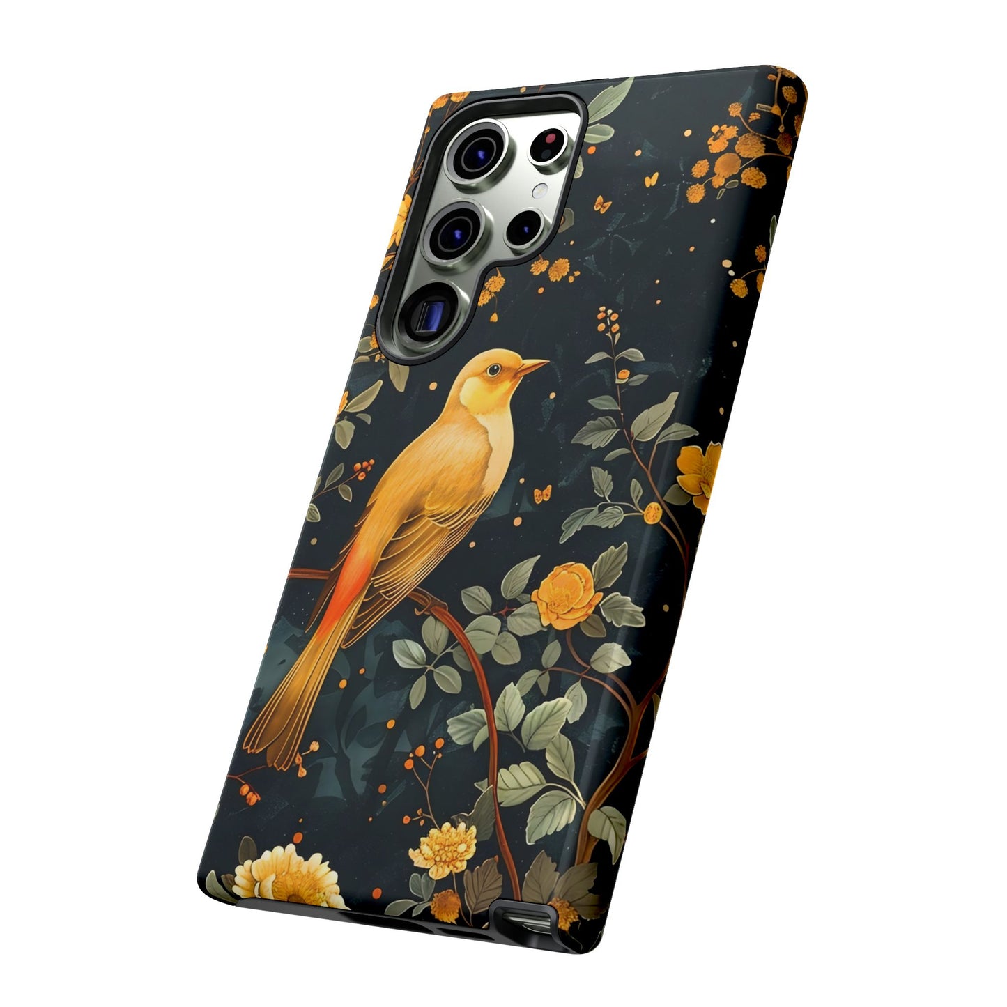 Floral Phone Case, Tough Cases with Bird Design, Nature Lover Gift, Stylish Protection, Birthday Present, Floral Phone Cover