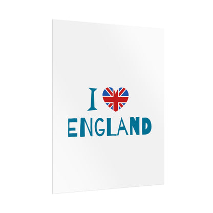 I Love England Rolled Poster - UK Travel Decor, Gift for Britains, Wall Art for Home, London Souvenir, Love England