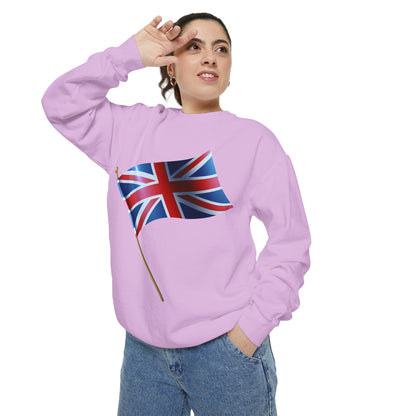 Unisex Garment-Dyed Sweatshirt - Classic UK Flag Design