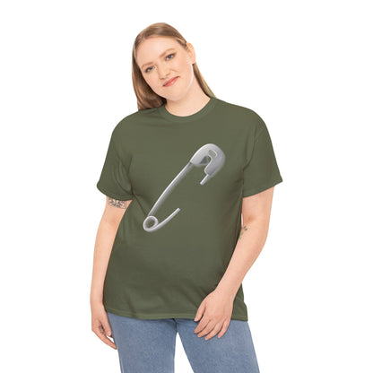Unisex Heavy Cotton Tee - Minimalist Safety Pin Design