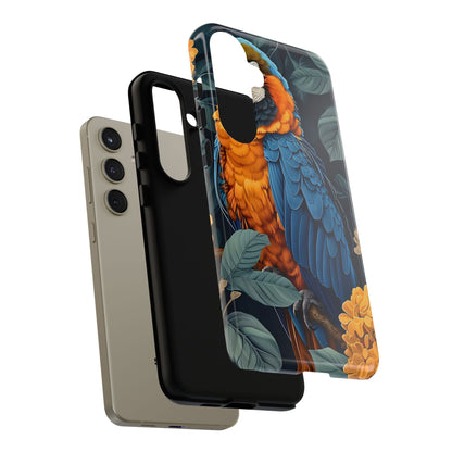 Tropical Parrot Phone Case - Tough Cases, Colorful Phone Cover, Nature Lover Gift, Floral Design, Bird Lover Accessory