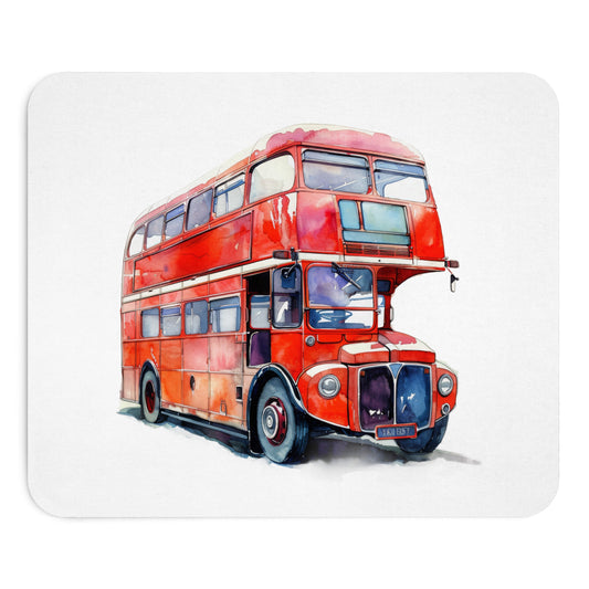 Watercolor London Bus Mouse Pad, Vintage Office Accessories, Unique Gift for Travelers, Home Office Decor, Desk Mat