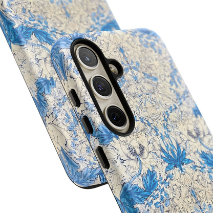 Elegant Floral Phone Case, Tough iPhone Cover, Stylish Mobile Protector, Blue Patterned Case, Unique Gift for Her