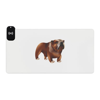 British Bulldog Illustration - LED Gaming Mouse Pad with Wireless Charging - Stylish & Functional Desk Accessory for Gamers, College Students, Home Office, Gifts