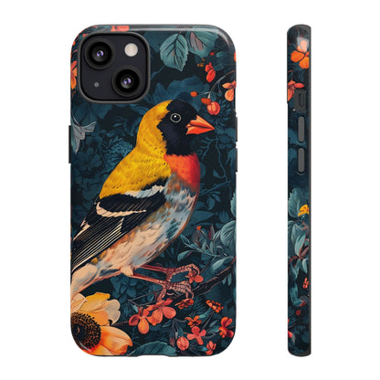 Colorful Bird Phone Case, Floral Phone Cover, Tough Phone Protector, Nature Lover Gift, Botanical Case, Unique Mobile Accessory