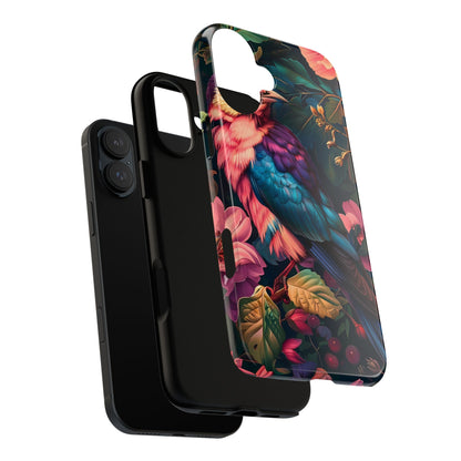 Vibrant Phone Case, Tropical Bird Design, Tough Phone Cover, Floral Tech Accessory, Gift for Nature Lovers