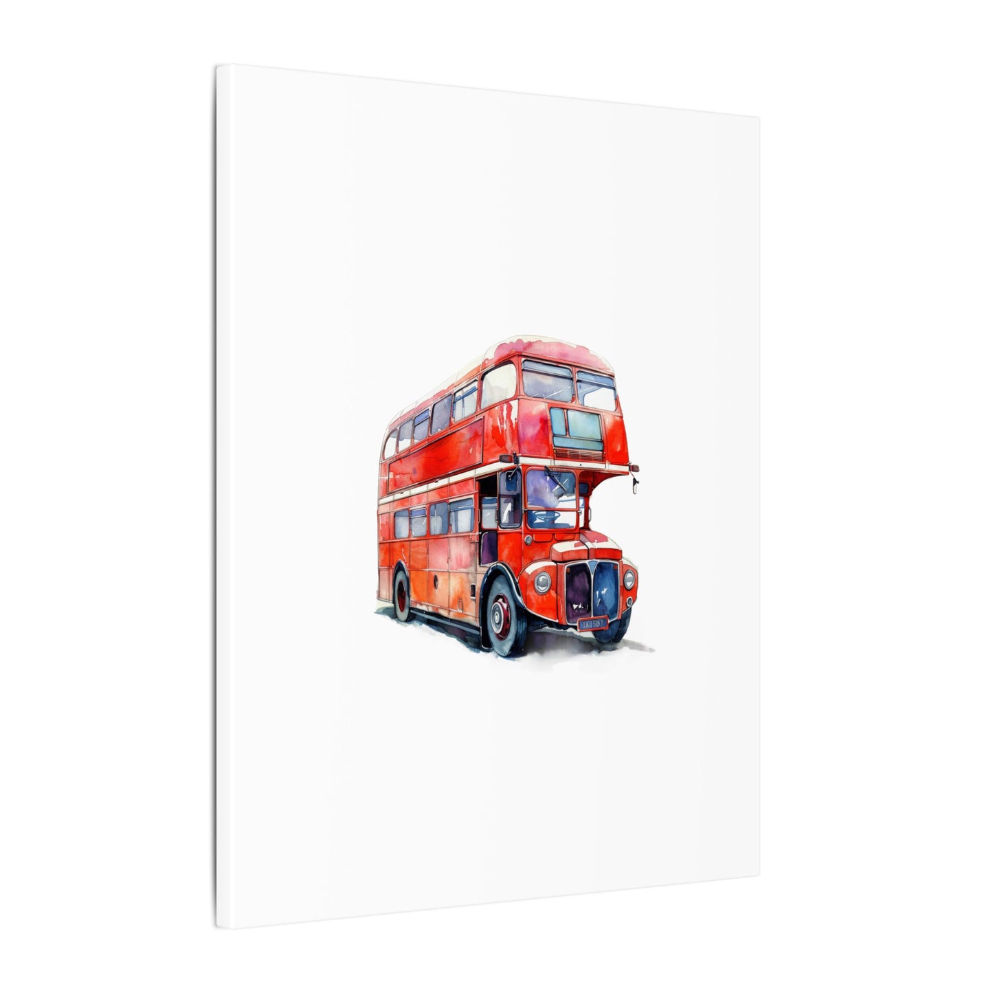 London Red Double-Decker Bus Art Canvas Print, Wall Decor for Travel Lovers, Home Office Gift, Unique Artwork for All Occasions