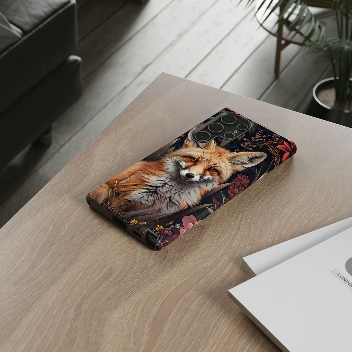 Fox Floral Phone Case, Tough Cases for Animal Lovers, Nature Themed Gift, Cute Phone Cover, Wild Fox Protector