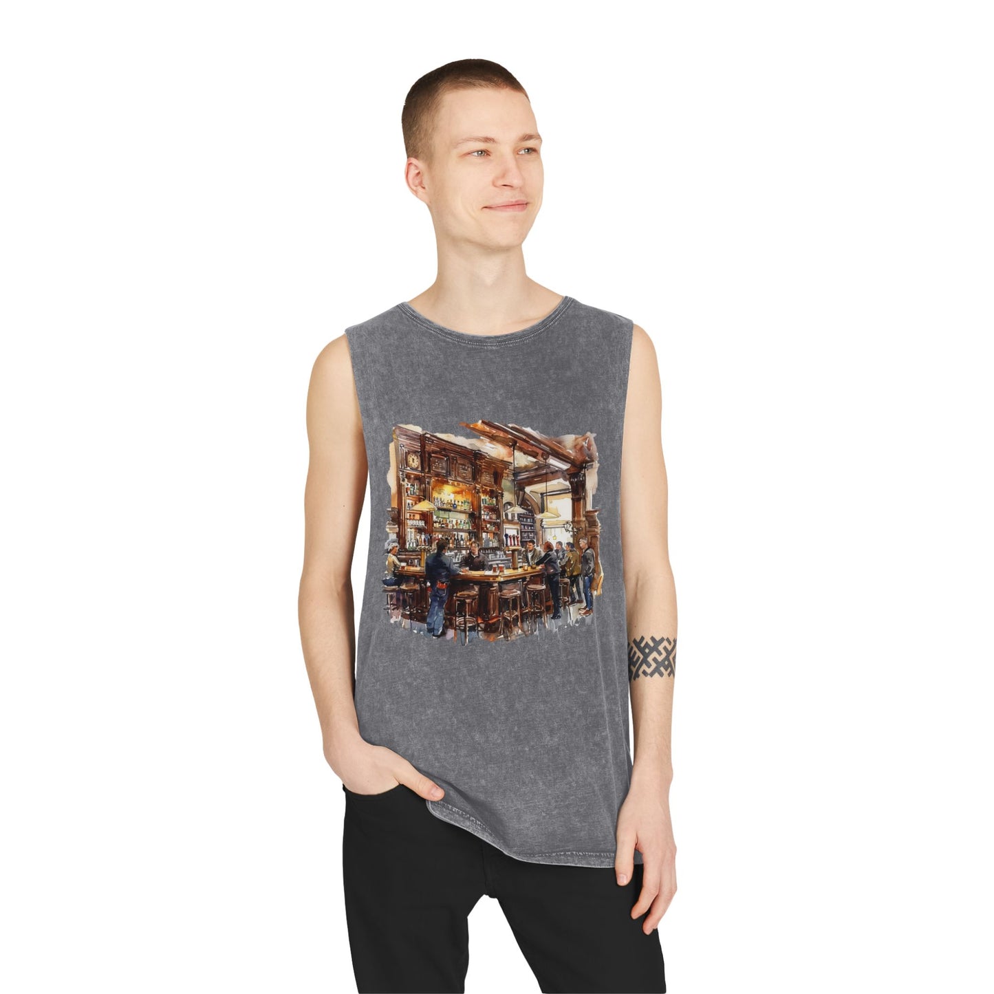 Unisex Stonewash Tank Top - Cozy British Pub