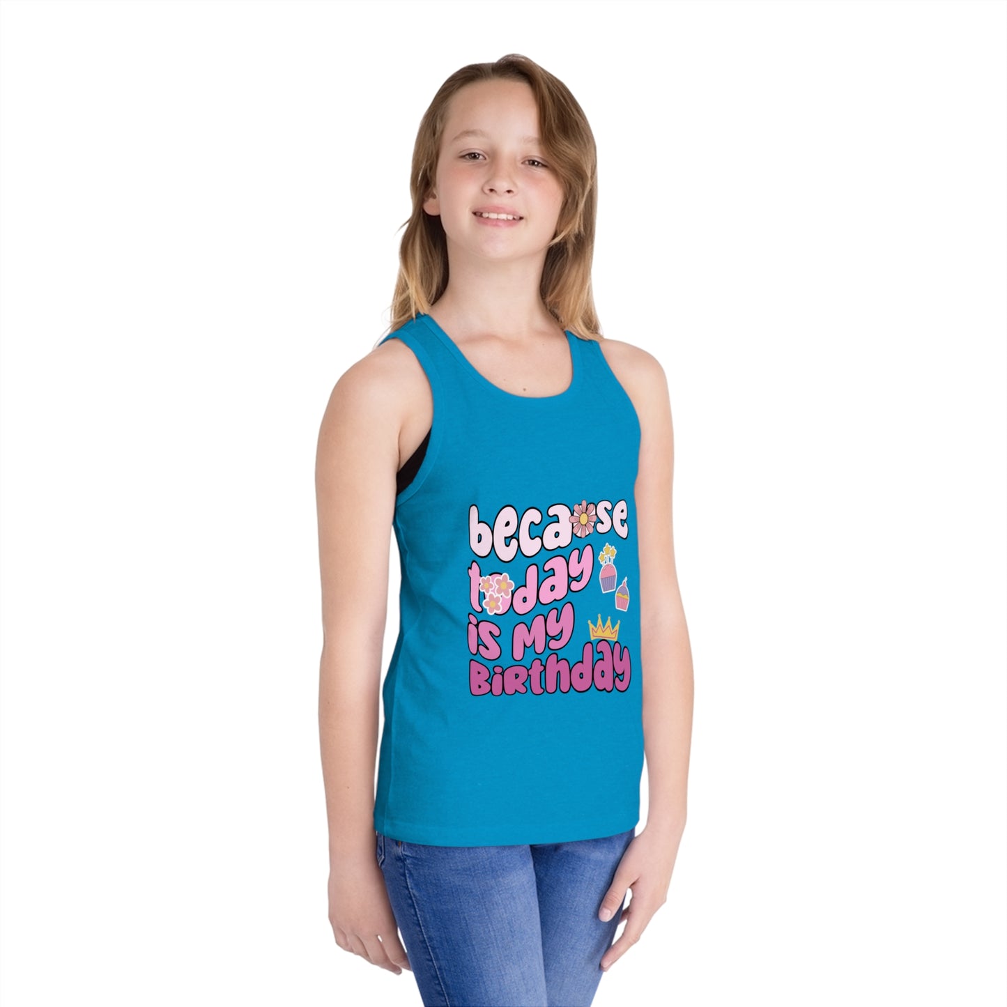 Birthday Celebration Kid's Jersey Tank Top - 'Because Today is My Birthday' Design