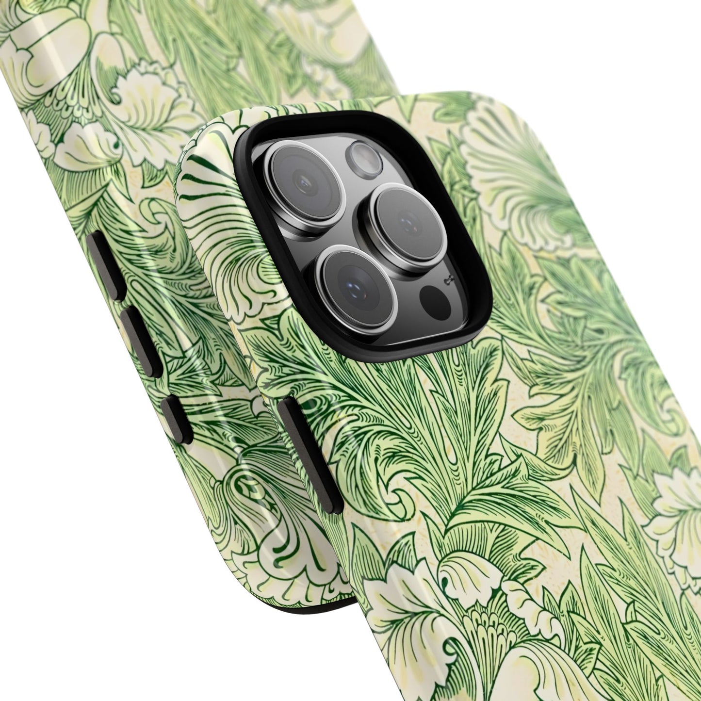 Green Floral Phone Case, Botanical iPhone Cover, Tough Phone Shell, Nature-inspired Gift, Eco-friendly Tech Accessory