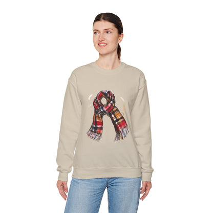 Unisex Heavy Blend™ Crewneck Sweatshirt - Plaid British Scarf - Timeless Style and Classic Elegance
