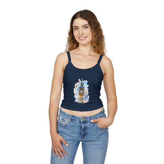 Women's Spaghetti Strap Tank Top - London's Big Ben Landmark Painting