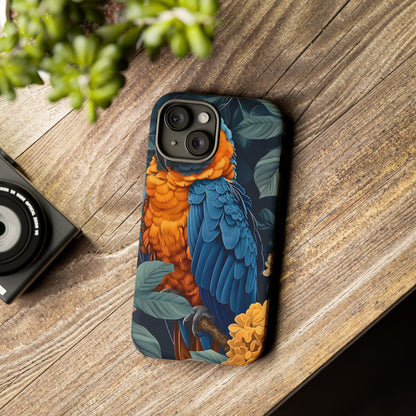 Tropical Parrot Phone Case - Tough Cases, Colorful Phone Cover, Nature Lover Gift, Floral Design, Bird Lover Accessory