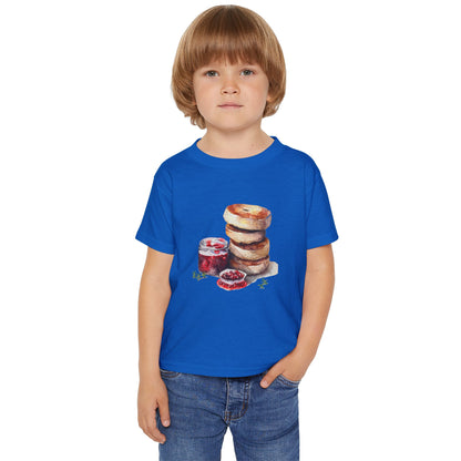 Toddler T-Shirt with Bagel & Jam Design -  Artistic Food-Themed Painting for Home Decor -  Perfect for Little Foodies