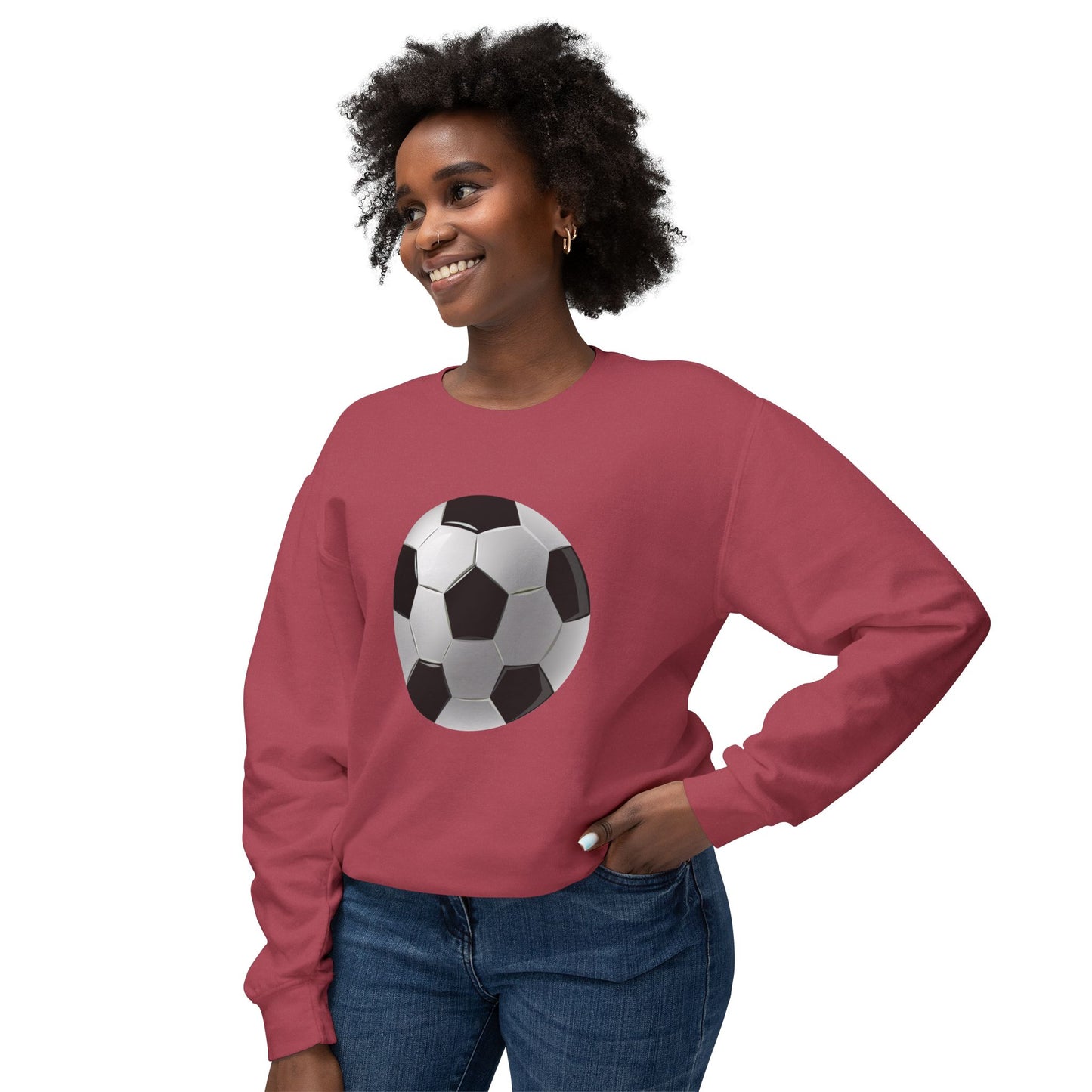 Unisex Lightweight Crewneck Sweatshirt - Dynamic Football Design - Sports Passion and Energy