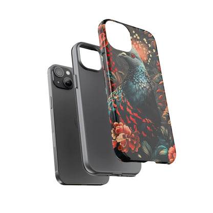 Floral Peacock Phone Case, Tough Cases, Artistic Phone Cover, Unique Gift, Nature Lover Accessory, Protective Case