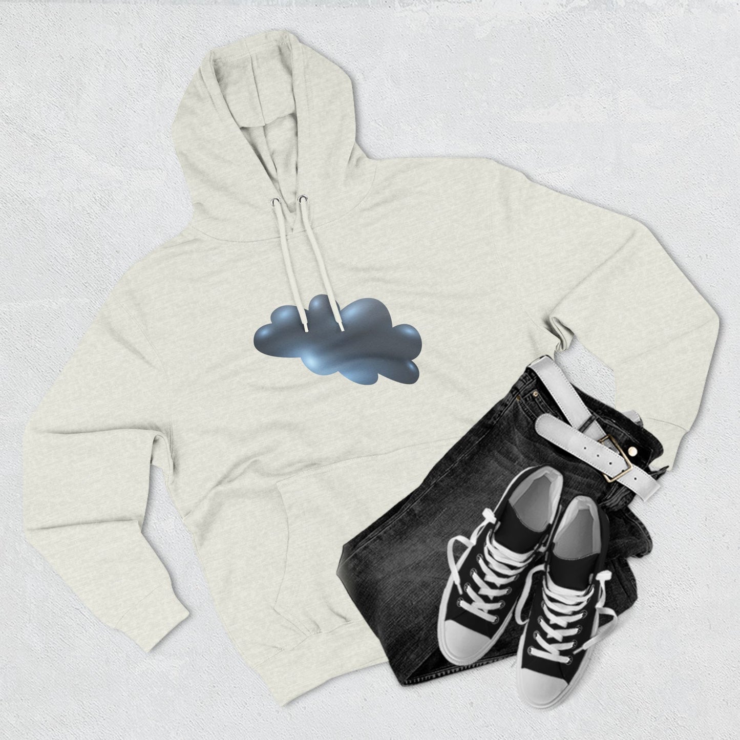 Three-Panel Fleece Hoodie - Serene Cloudscape - Dreamy Cloud Design