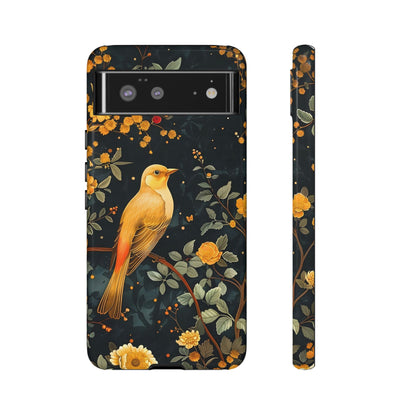 Floral Phone Case, Tough Cases with Bird Design, Nature Lover Gift, Stylish Protection, Birthday Present, Floral Phone Cover