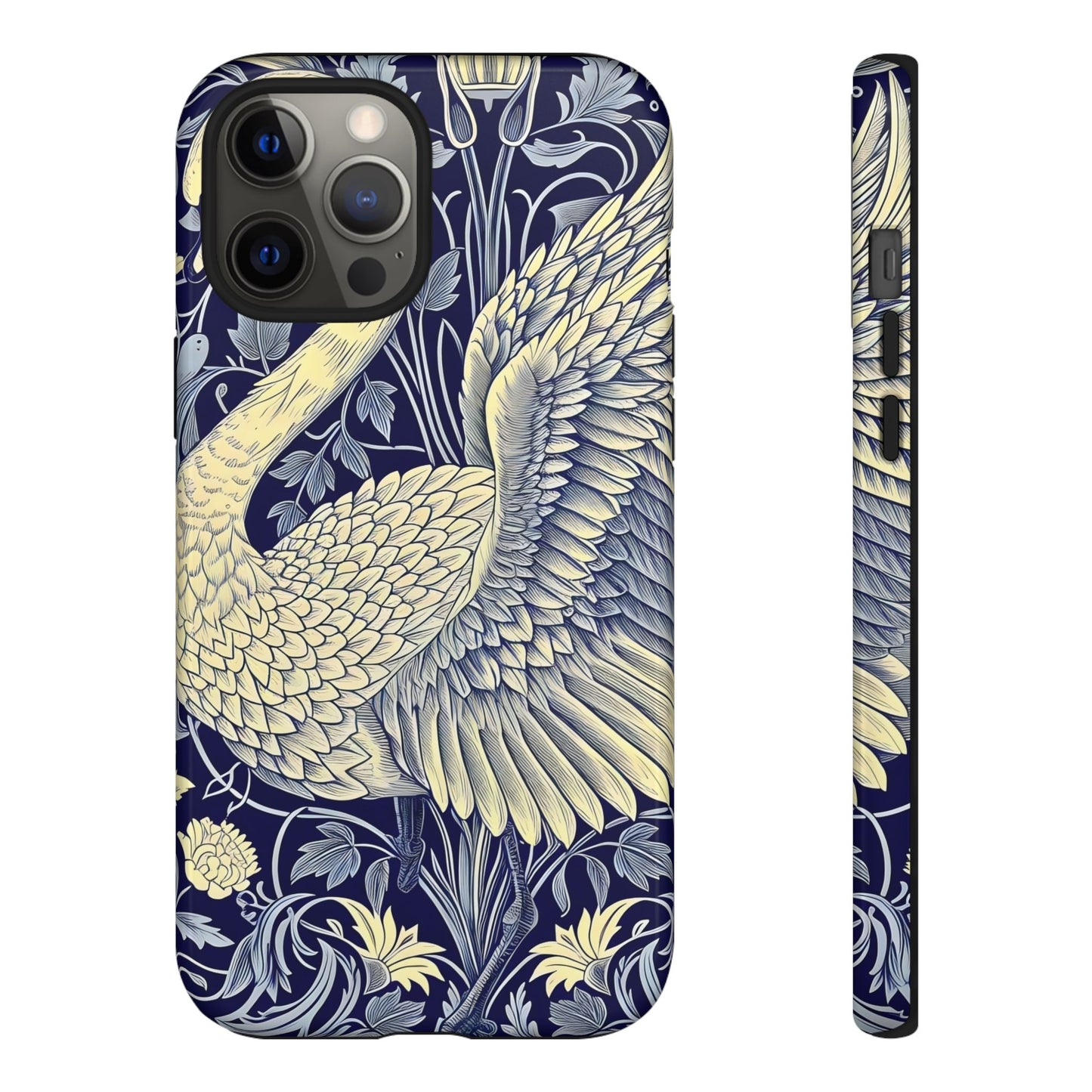 Elegant Swan Phone Case, Floral Design, Tough Cases for Gift, Stylish Protection, Unique Phone Accessory, Modern Floral Art