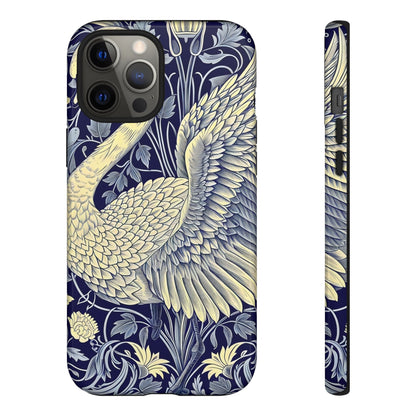 Elegant Swan Phone Case, Floral Design, Tough Cases for Gift, Stylish Protection, Unique Phone Accessory, Modern Floral Art