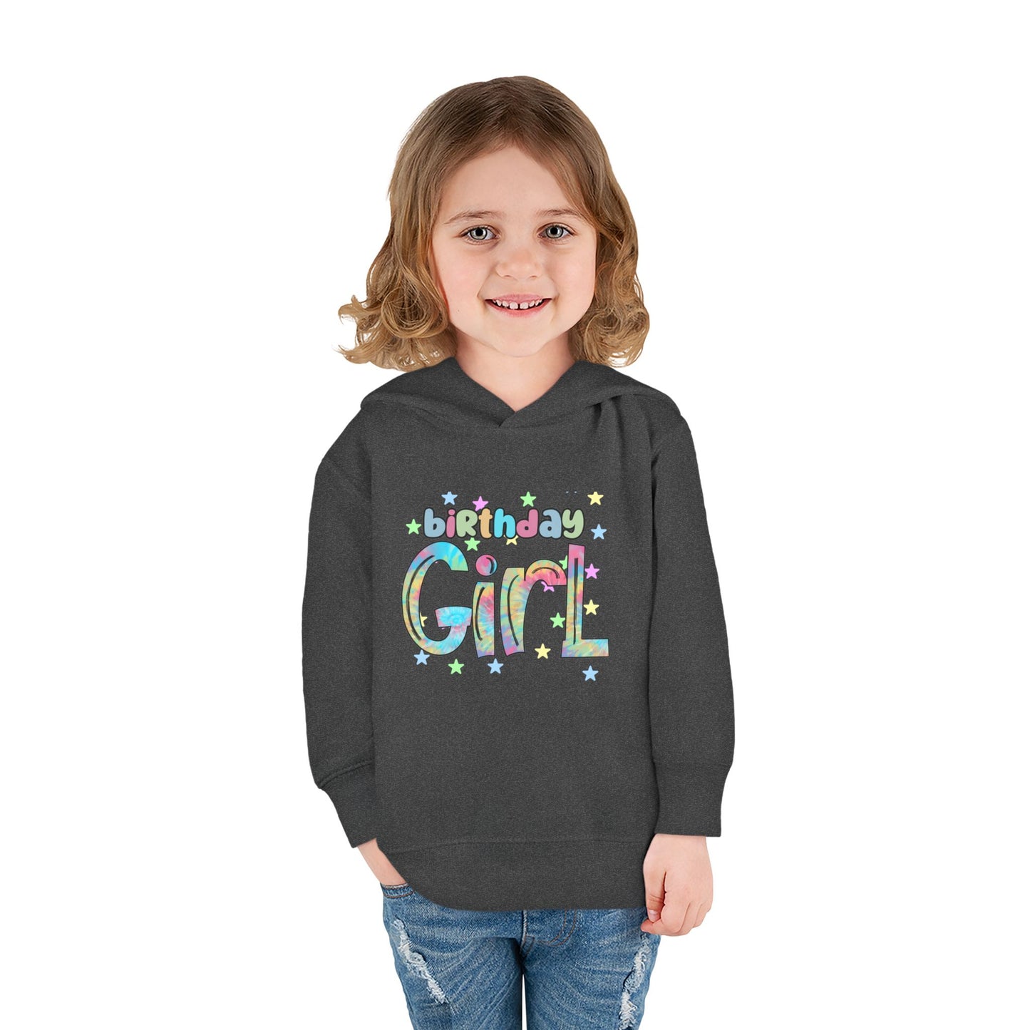 Toddler Birthday Girl Fleece Hoodie - Rainbow Design