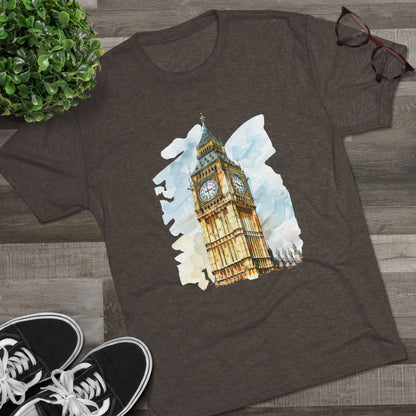 Iconic Big Ben Clock Tower Soft  Unisex Tri-Blend Crew Tee