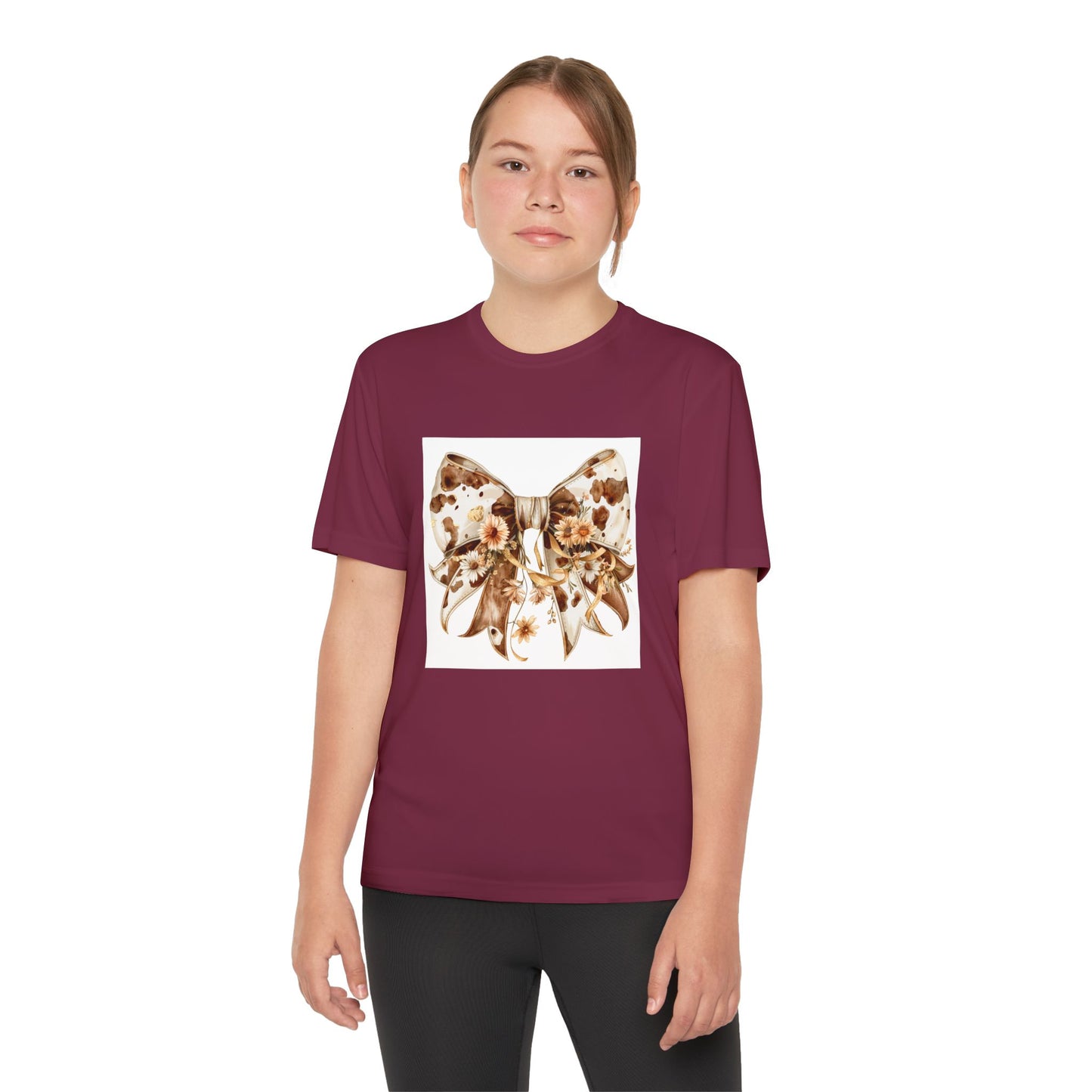 Floral Bow Youth Tee - Stylish & Fun Summer Wear