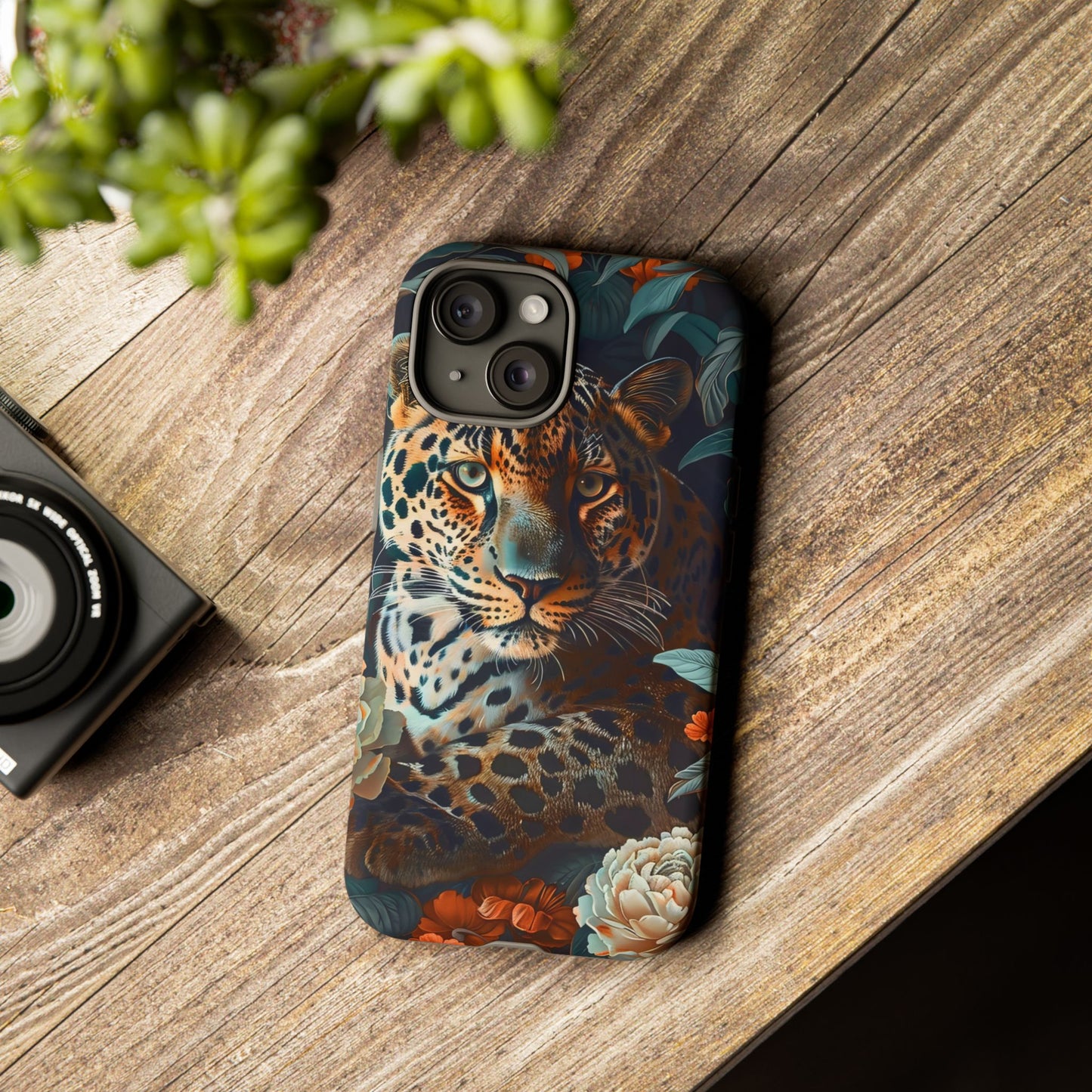 Wildlife Phone Case with Leopard Design | Tough Cases, Animal Prints, Floral Phone Cover, Gift for Nature Lovers, Unique Phone Accessories