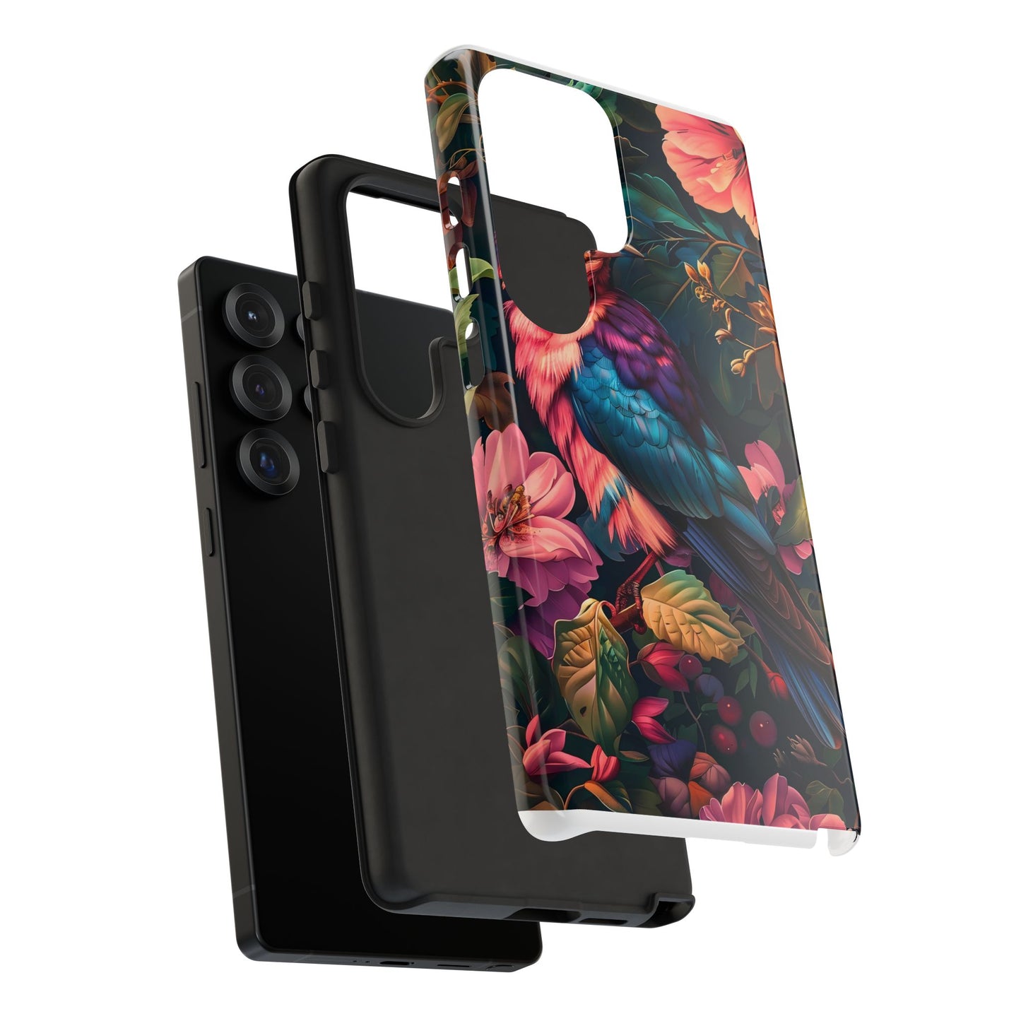 Tough Cases: Vibrant Tropical Bird Phone Case, Floral Smartphone Cover, Nature Lover Gift, Boho Phone Accessory, Cute Bird Case