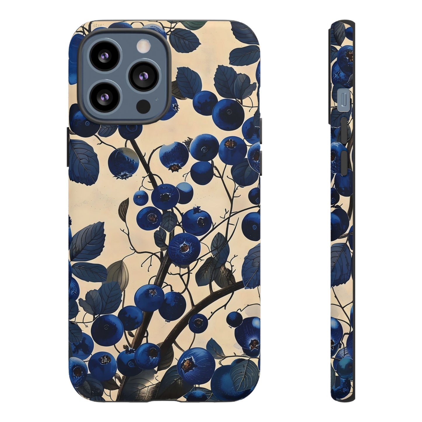 Blue Berry Tough Phone Case, Floral Phone Cover, Stylish Protective Case, Unique Gift for Her, Phone Accessories