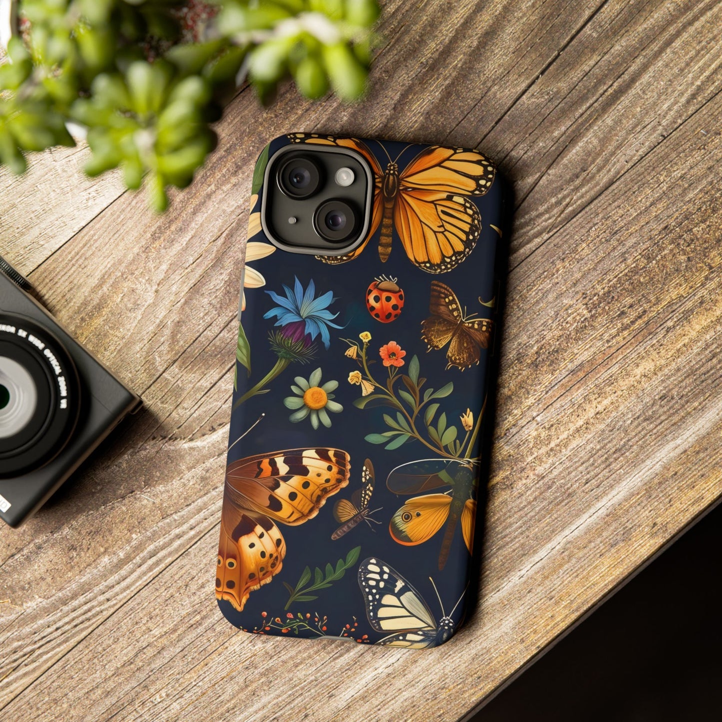 Nature-Inspired Phone Case | Floral Butterfly Design, Tough Phone Cover, Gift for Nature Lovers, Cute Butterfly Case, Home Decor