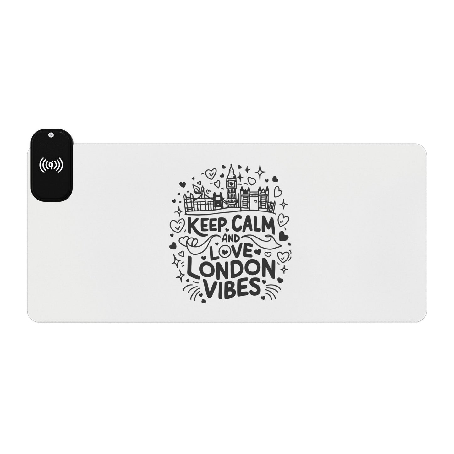 Keep Calm and Love London - LED Gaming Mouse Pad, Wireless Charging