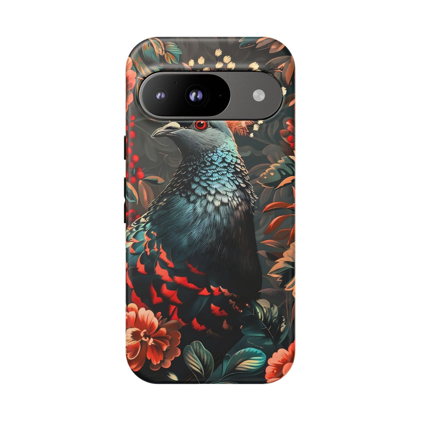 Floral Peacock Phone Case, Tough Cases, Artistic Phone Cover, Unique Gift, Nature Lover Accessory, Protective Case