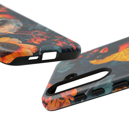 Colorful Bird Phone Case, Floral Phone Cover, Tough Phone Protector, Nature Lover Gift, Botanical Case, Unique Mobile Accessory