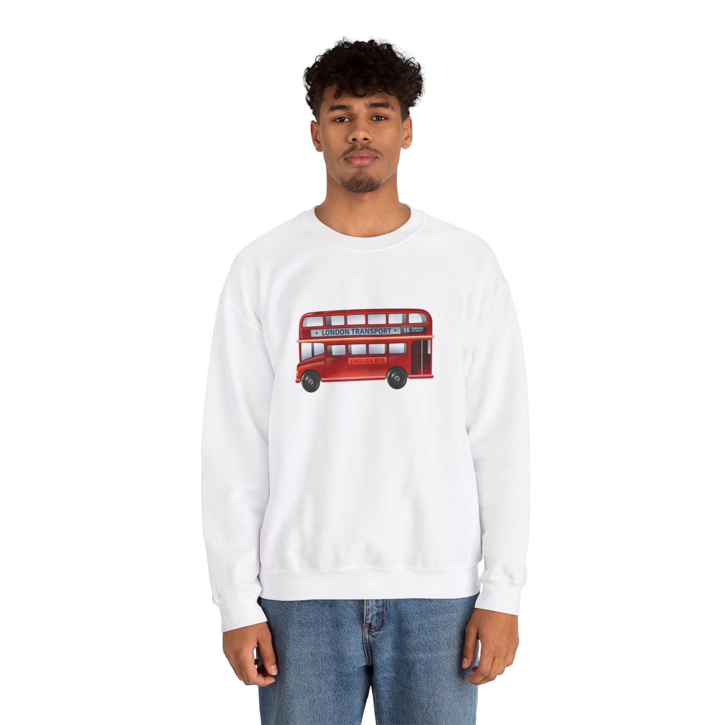 Unisex Heavy Blend™ Crewneck Sweatshirt Trendy - London Transport Red Double-Decker Bus