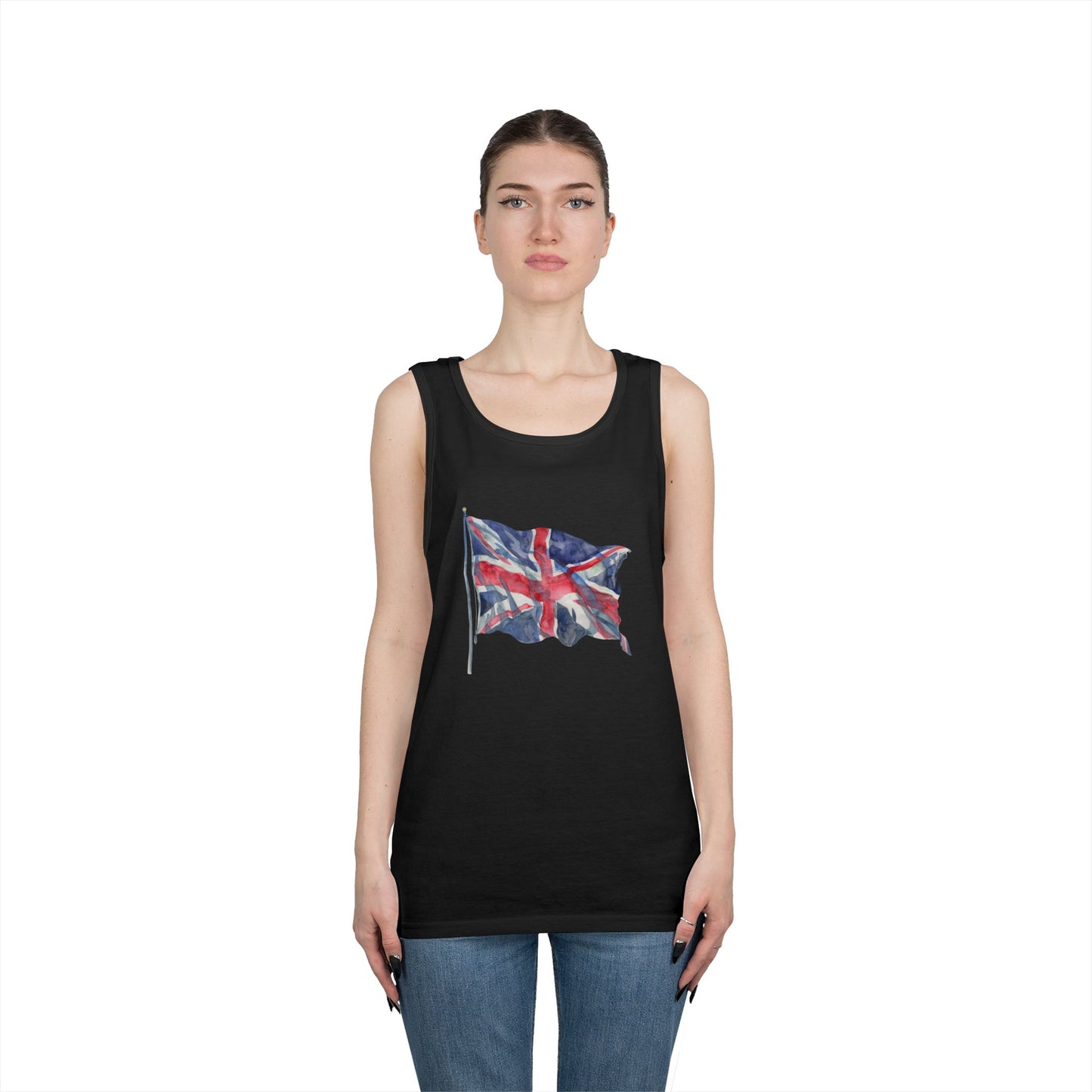 Unisex Heavy Cotton Tank Top - Classic UK Flag Design - Union Jack Symbol