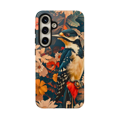 Artistic Bird Phone Case, Unique Tough Cases for Nature Lovers, Floral Design, Cute Gift, Customized Phone Accessories