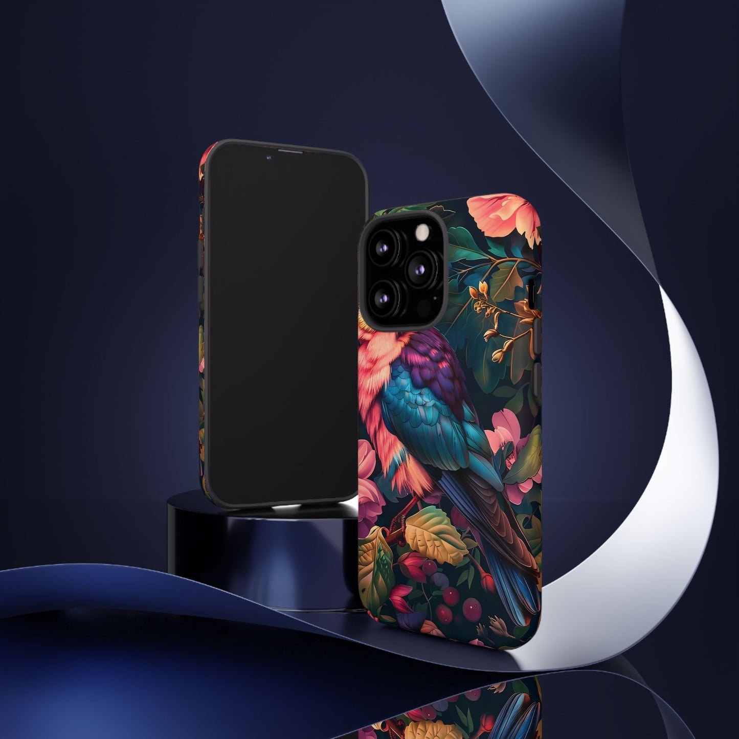 Vibrant Phone Case, Tropical Bird Design, Tough Phone Cover, Floral Tech Accessory, Gift for Nature Lovers