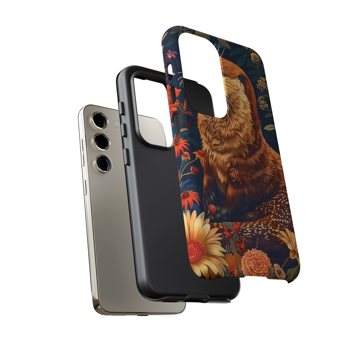 Otter Phone Case, Floral Otter Design, Tough Phone Cover, Nature Lover Gift, Cute Animal Accessories