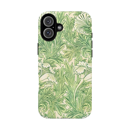 Green Floral Phone Case, Botanical iPhone Cover, Tough Phone Shell, Nature-inspired Gift, Eco-friendly Tech Accessory