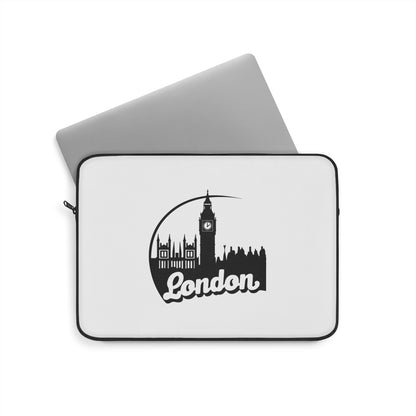 London-Themed Laptop Sleeve, Stylish MacBook Case, Unique Gift for Travelers, Modern Tech Accessory, Black and White Design