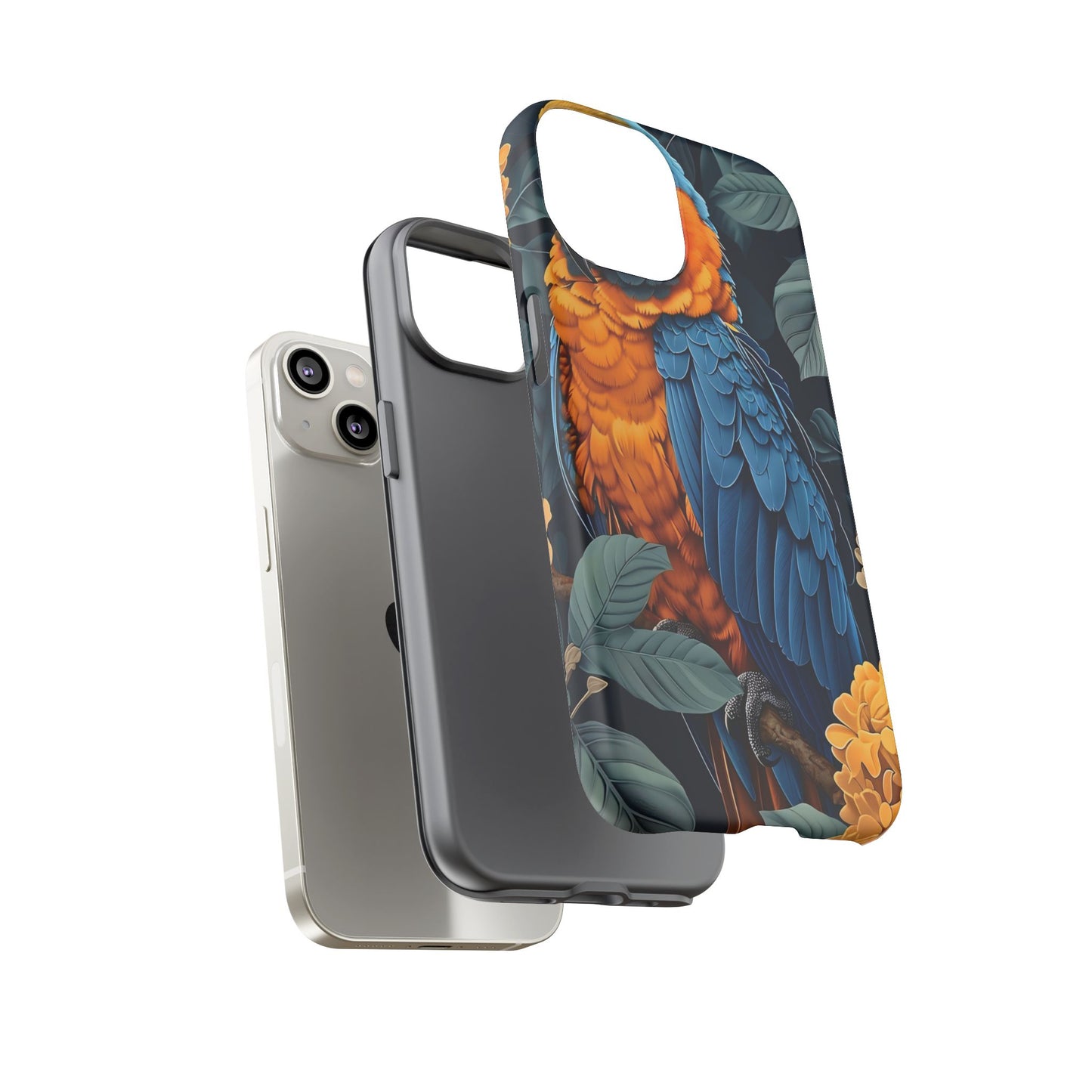 Tropical Parrot Phone Case - Tough Cases, Colorful Phone Cover, Nature Lover Gift, Floral Design, Bird Lover Accessory