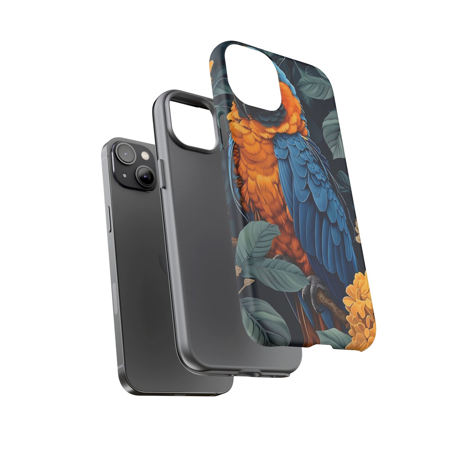 Tropical Parrot Phone Case - Tough Cases, Colorful Phone Cover, Nature Lover Gift, Floral Design, Bird Lover Accessory