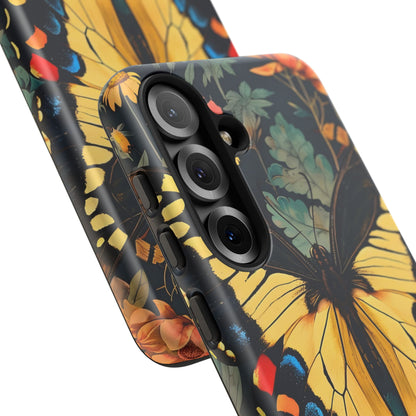 Butterfly Floral Phone Case, Art-inspire Tough Case, Gift for Nature Lovers, Butterfly Pattern Cover, Eco-Friendly Mobile Accessory