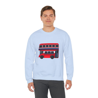 Unisex Heavy Blend™ Crewneck Sweatshirt Trendy - London Transport Red Double-Decker Bus